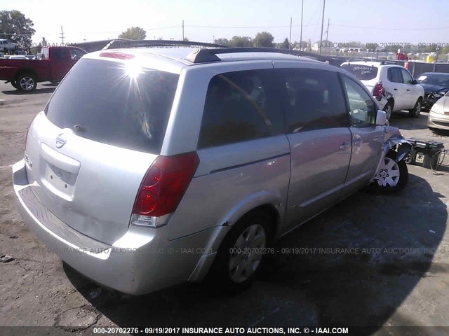 5N1BV28U35N117901 - 2005 NISSAN QUEST S/SE/SL SILVER photo 4