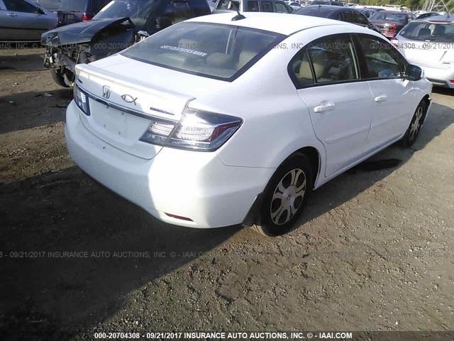 19XFB4F38DE003092 - 2013 HONDA CIVIC HYBRID L WHITE photo 4