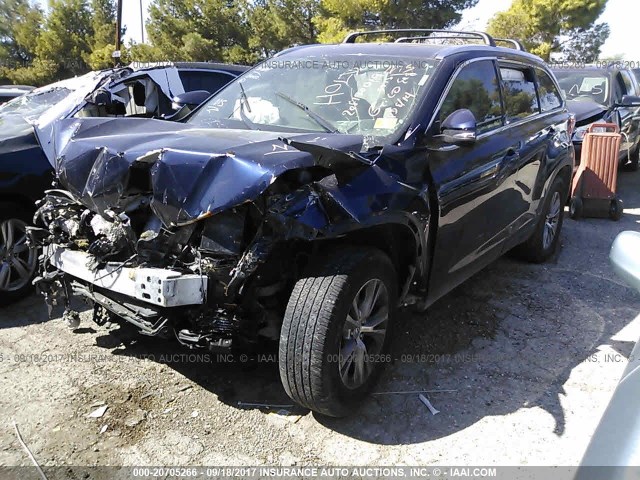 5TDKKRFH5FS070314 - 2015 TOYOTA HIGHLANDER XLE ლურჯი ფოტო 2