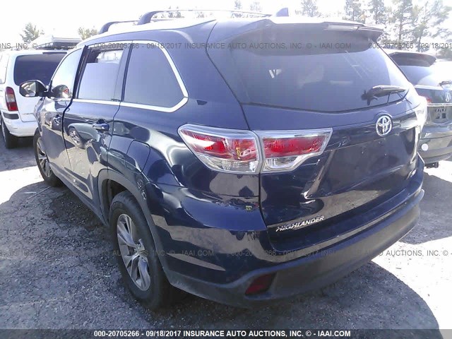 5TDKKRFH5FS070314 - 2015 TOYOTA HIGHLANDER XLE ლურჯი ფოტო 3
