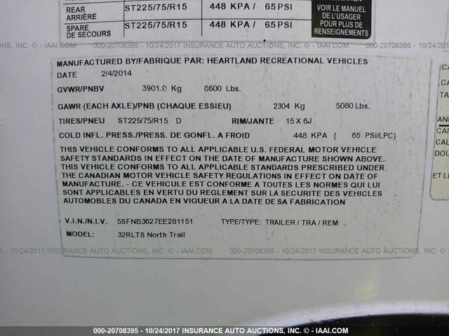 5SFNB3627EE281151 - 2014 HEARTLAND NORTHTRAIL  Невідомий фото 9