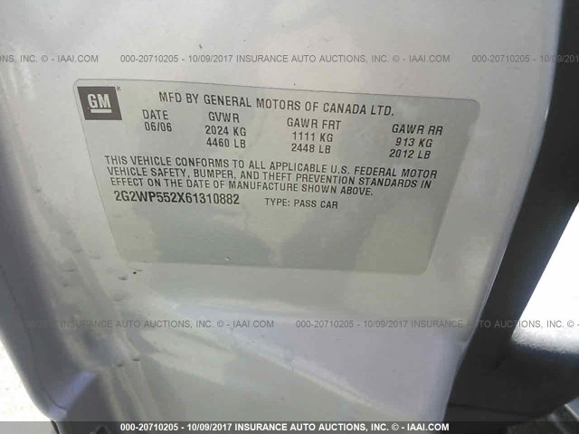 2G2WP552X61310882 - 2006 PONTIAC GRAND PRIX SILVER photo 9
