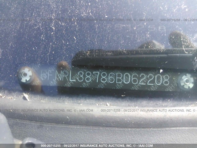 5FNRL38786B062208 - 2006 HONDA ODYSSEY EXL მუქწითელი ფოტო 9