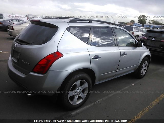 JN8AZ08W25W425358 - 2005 NISSAN MURANO SL/SE/S SILVER photo 4