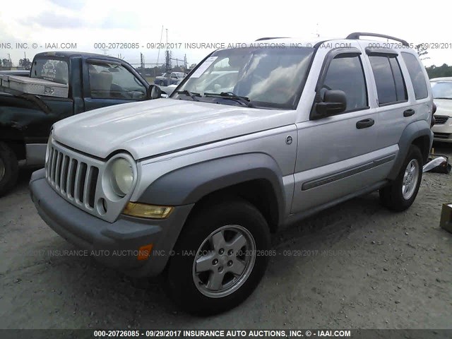 1J4GL48K15W521620 - 2005 JEEP LIBERTY SPORT 银色 照片 2