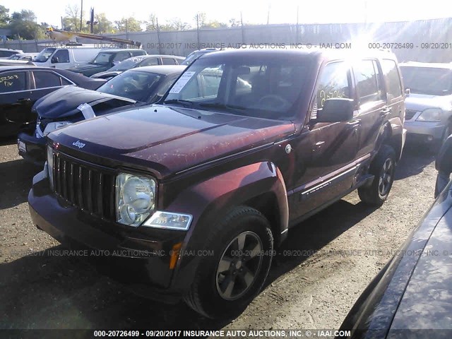 1J8GN28K48W143486 - 2008 JEEP LIBERTY SPORT MAROON photo 2