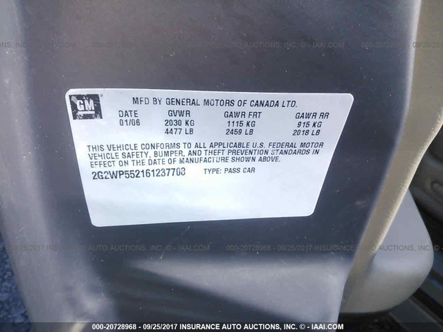 2G2WP552161237708 - 2006 PONTIAC GRAND PRIX GOLD photo 9