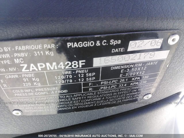 ZAPM428F165002179 - 2006 PIAGGIO FLY 150 RED photo 10