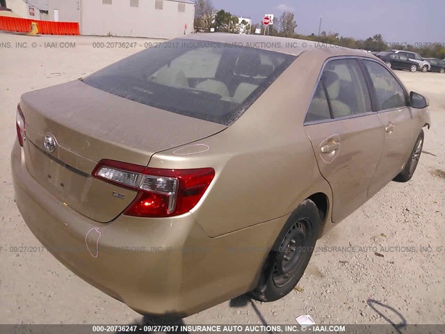 4T4BF1FK2CR224312 - 2012 TOYOTA CAMRY SE/LE/XLE BEIGE photo 4