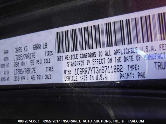 1C6RR7YT3HS711882 - 2017 RAM 1500 REBEL შავი ფოტო 9