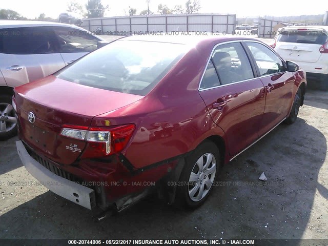 4T1BF1FK7CU591491 - 2012 TOYOTA CAMRY SE/LE/XLE RED photo 4