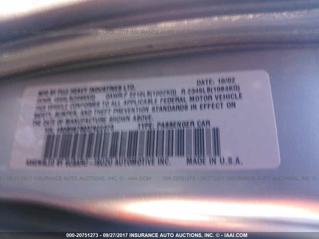 4S3BH675037622373 - 2003 SUBARU LEGACY OUTBACK AWP 银色 照片 9