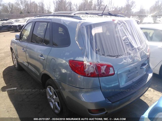 5NMSH13E69H332665 - 2009 HYUNDAI SANTA FE SE/LIMITED BLUE photo 3