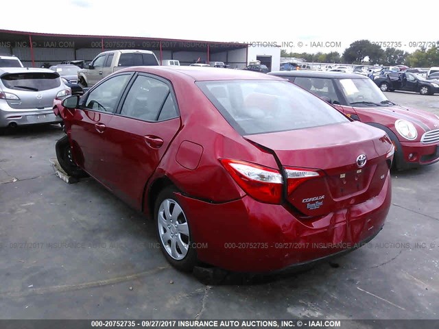 5YFBURHE4FP231502 - 2015 TOYOTA COROLLA L/LE/LE PLS/PRM/S/S PLS RED photo 3