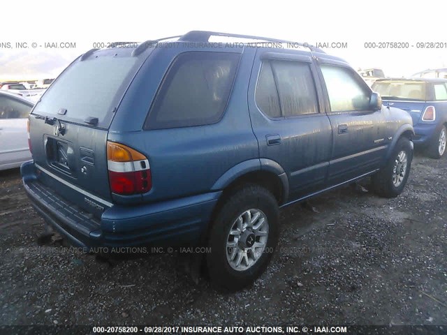 4S6DM58W514402945 - 2001 HONDA PASSPORT EX/LX BLUE photo 4