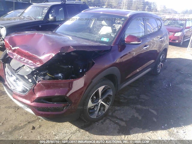 KM8J3CA2XHU309326 - 2017 HYUNDAI TUCSON LIMITED/SPORT AND ECO/SE MAROON photo 2