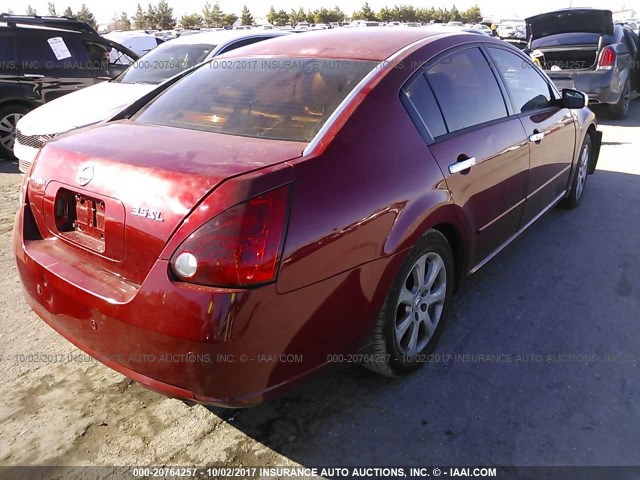 1N4BA41E47C806171 - 2007 NISSAN MAXIMA SE/SL RED photo 4