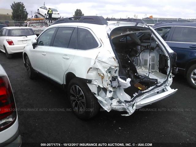 4S4BSAKCXH3358213 - 2017 SUBARU OUTBACK 2.5I LIMITED WHITE photo 3