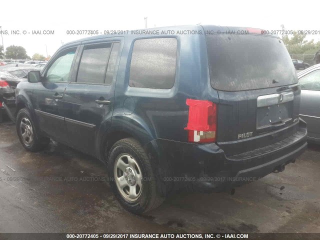 5FNYF4H22AB007114 - 2010 HONDA PILOT LX BLUE photo 3