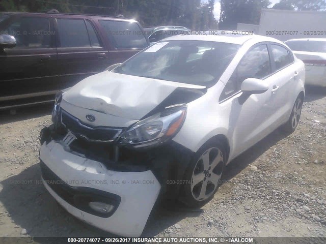 KNADN4A38C6054339 - 2012 KIA RIO EX/SX WHITE photo 2