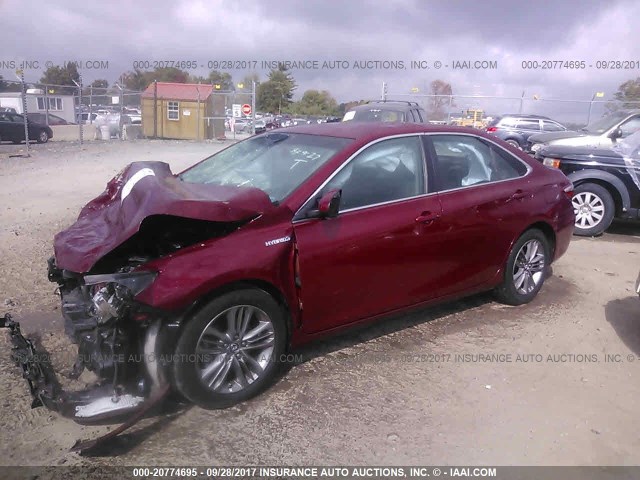 4T1BD1FK9GU184672 - 2016 TOYOTA CAMRY HYBRID/LE/XLE/SE MAROON photo 2