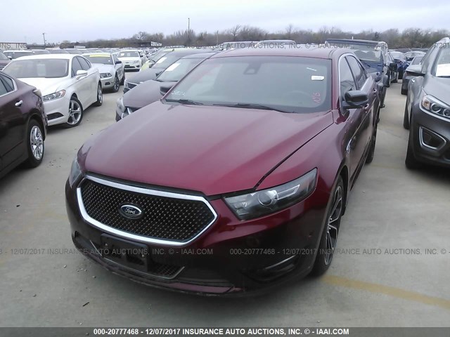 1FAHP2KT1DG122743 - 2013 FORD TAURUS SHO RED photo 2