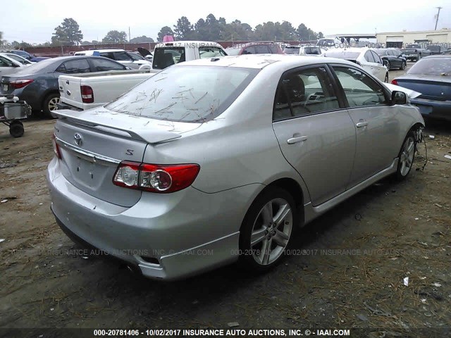 5YFBU4EE6DP165913 - 2013 TOYOTA COROLLA S/LE SILVER photo 4