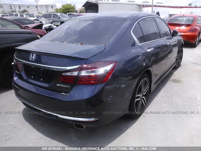 1HGCR2F56HA155709 - 2017 HONDA ACCORD SPORT BLUE photo 4