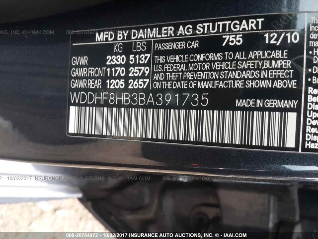 WDDHF8HB3BA391735 - 2011 MERCEDES-BENZ E 350 4MATIC GRAY photo 9