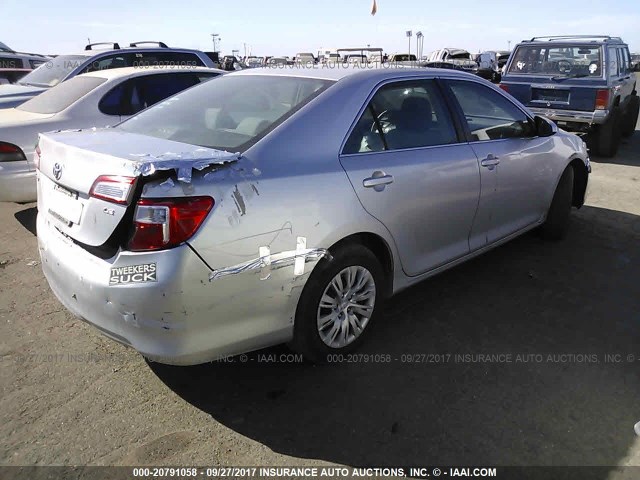 4T4BF1FK1CR200681 - 2012 TOYOTA CAMRY SE/LE/XLE SILVER photo 4