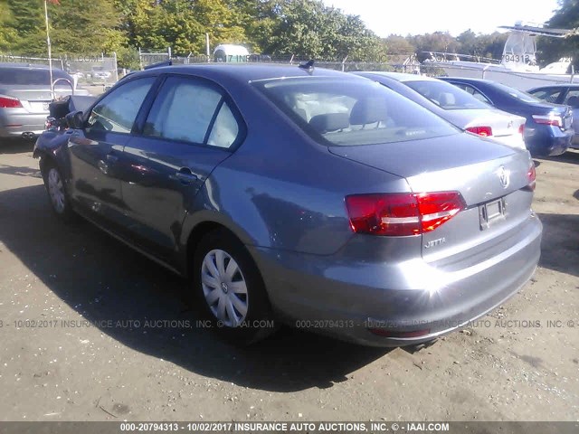 3VW1K7AJ7FM344586 - 2015 VOLKSWAGEN JETTA S 灰色 照片 3