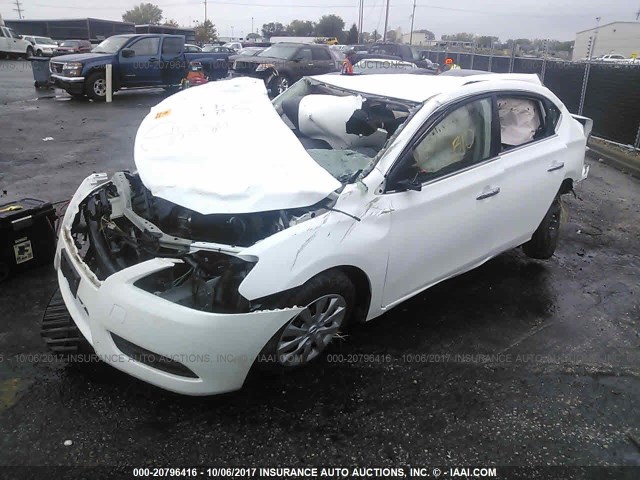 3N1AB7APXEY327959 - 2014 NISSAN SENTRA S/SV/SR/SL WHITE photo 2