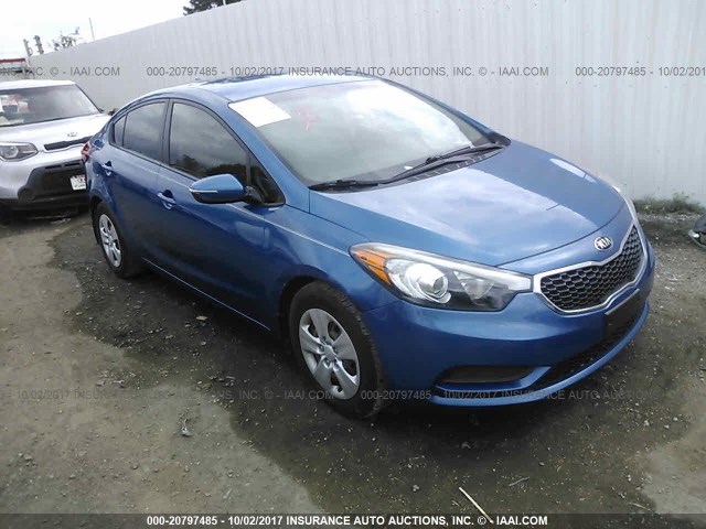 KNAFX4A62F5276611 - 2015 KIA FORTE LX BLUE photo 1