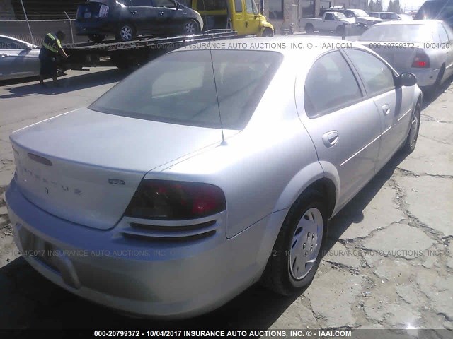 1B3EL46J75N568780 - 2005 DODGE STRATUS SXT SILVER photo 4