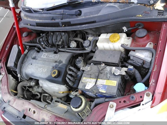 KL1TD566X7B147765 - 2007 CHEVROLET AVEO LS RED photo 10