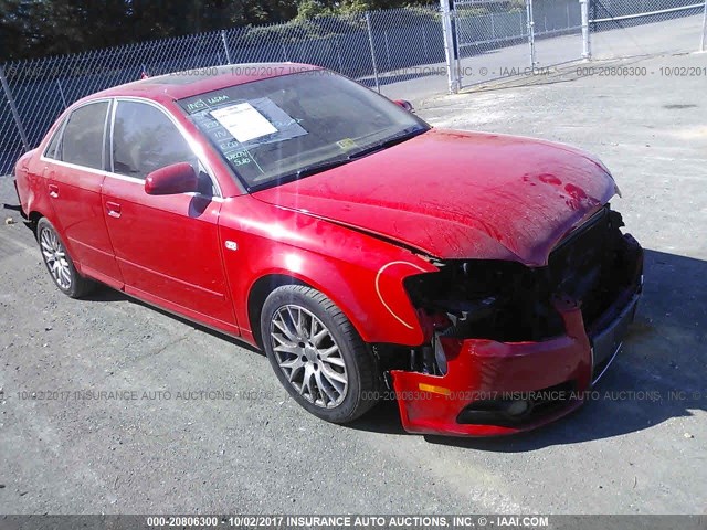 WAUAF78E68A166621 - 2008 AUDI A4 2.0T RED photo 1