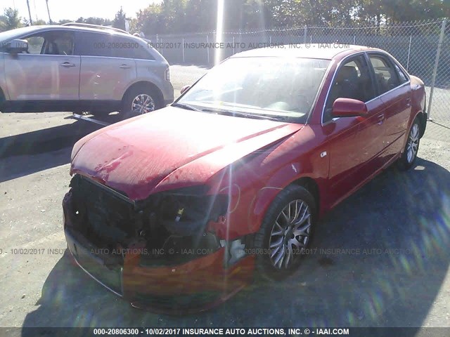 WAUAF78E68A166621 - 2008 AUDI A4 2.0T RED photo 2