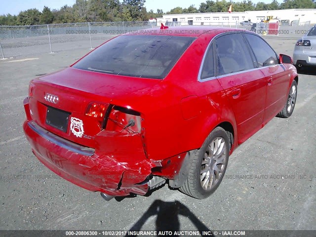 WAUAF78E68A166621 - 2008 AUDI A4 2.0T RED photo 4