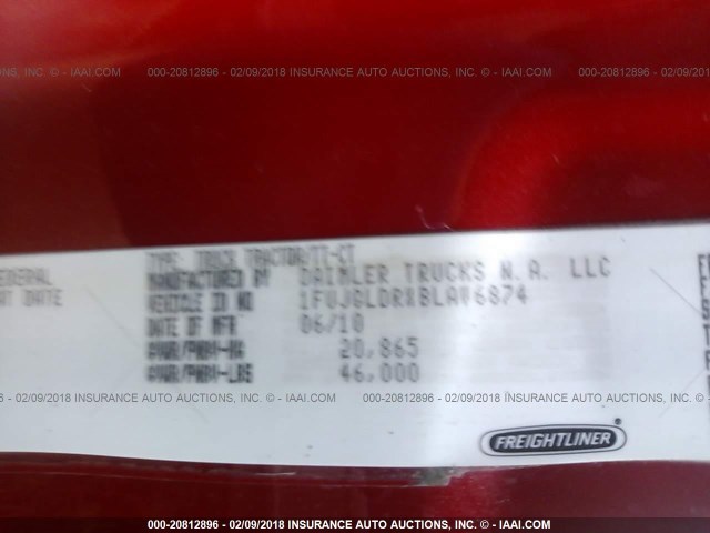 1FUJGLDRXBLAV6874 - 2011 FREIGHTLINER CASCADIA 125  Unknown photo 10