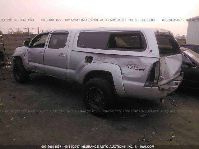 5TEMU52N95Z120267 - 2005 TOYOTA TACOMA DOUBLE CAB LONG BED SILVER photo 3