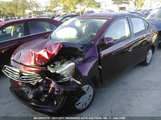 ML32F3FJ6HHF11093 - 2017 MITSUBISHI MIRAGE G4 ES იასამნისფერი ფოტო 2