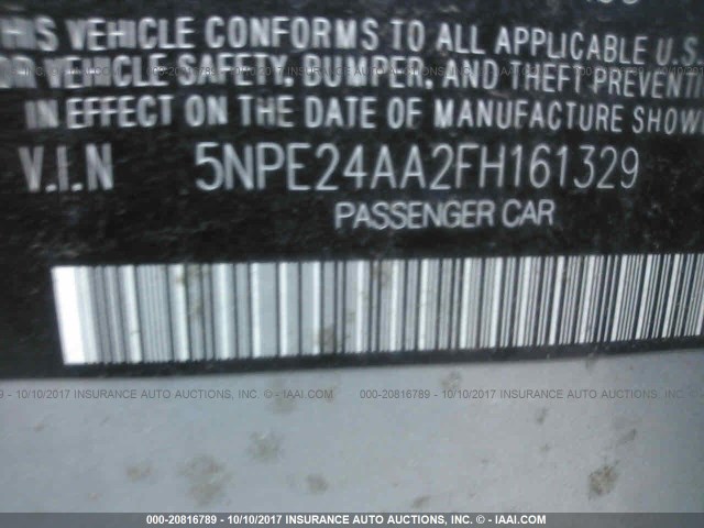 5NPE24AA2FH161329 - 2015 HYUNDAI SONATA ECO SILVER photo 9