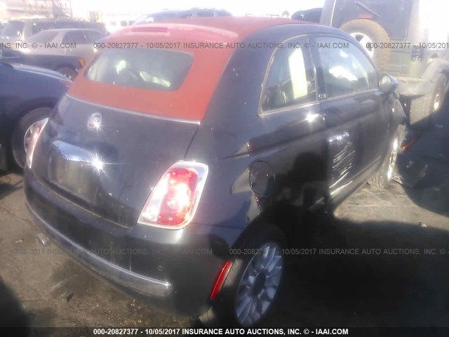 3C3CFFER3DT673948 - 2013 FIAT 500 LOUNGE BLACK photo 4