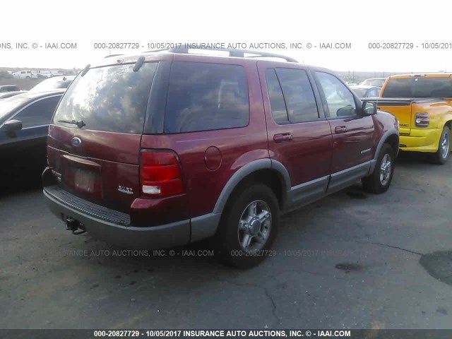 1FMZU73K12ZC88008 - 2002 FORD EXPLORER XLT BURGUNDY photo 4