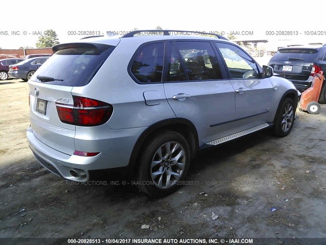 5UXZW0C52CL672074 - 2012 BMW X5 XDRIVE35D SILVER photo 4