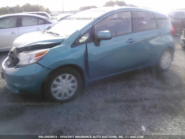 3N1CE2CP3EL423008 - 2014 NISSAN VERSA NOTE S/S PLUS/SV/SL BLUE photo 2