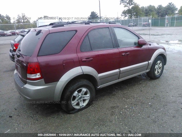 KNDJD733755367463 - 2005 KIA SORENTO EX/LX MAROON photo 4