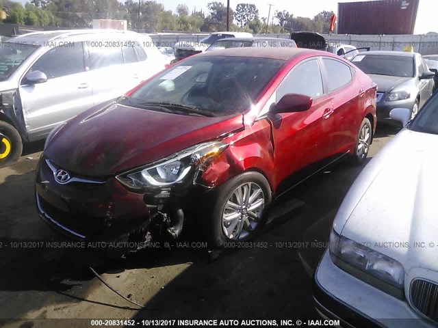 5NPDH4AE3FH630697 - 2015 HYUNDAI ELANTRA SE/SPORT/LIMITED RED photo 2