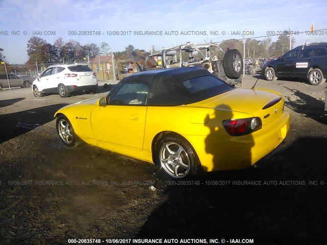 JHMAP11421T008459 - 2001 HONDA S2000 YELLOW photo 3