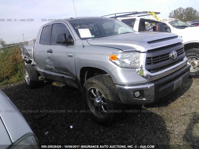 5TFUY5F14EX349118 - 2014 TOYOTA TUNDRA DOUBLE CAB SR/SR5 SILVER photo 1